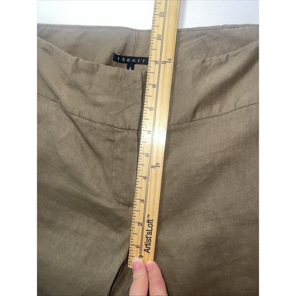 THEORY Women's‎ Brown Tailored Flat Front Flare Leg Linen Blend Trouser Size 6 - Picture 6 of 10